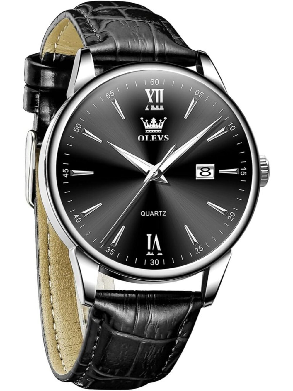 Men's All Black Analog Stainless Steel Roman Numbers Waterproof Classic Watch